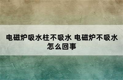 电磁炉吸水柱不吸水 电磁炉不吸水怎么回事